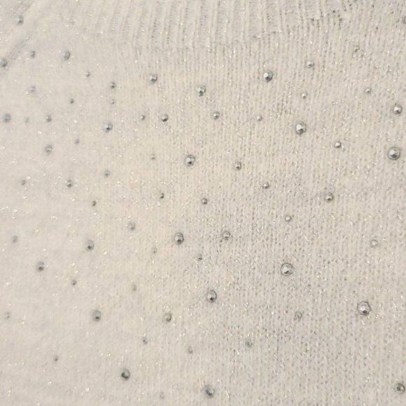 NEW Women’s Sweater Ivory White Silver sparkle- HOLIDAYS!! - Picture 2 of 5